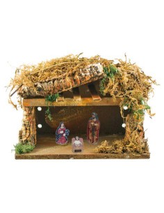 Grotta presepe con pastori cm 29X14, con trave, 1209P