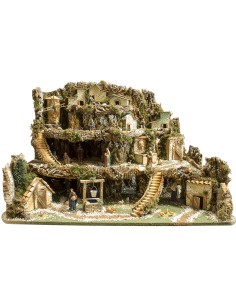 Paesaggio Presepe Con Pastori Cm.120X80 e Fuoco funzionante, 1067P