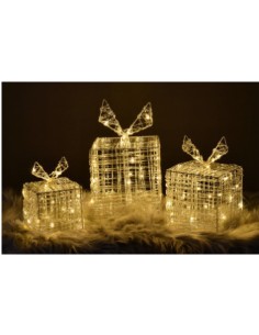 Set 3 cubi cm. 11/15/18 acrilico 90 led bianco freddo, 50492
