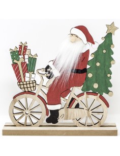 Babbo natale su bici legno cm. 30, 51847