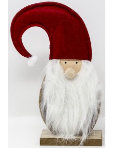 Babbo natale legno cm. 34 con cappello curvo rosso, 51866