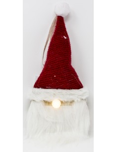 Pendente testa babbo natale rosso cm. 32 con naso che si illumina, 51874