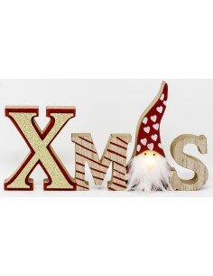 Scritta xmas cm. 29 con decoro e fantasia con babbo natale, 51884