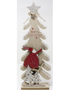 Alberino legno cm. 42x15x6 con babbo natale stella, campane e alberini...