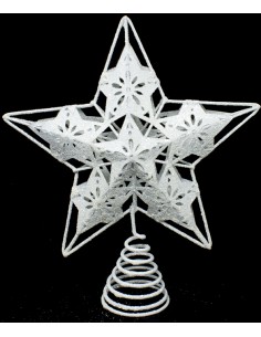 Puntale ferro cm.25 glitter bianco con 6 stelle, 48245