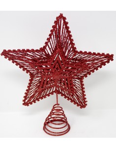 Puntale stella glitter rosso cm.20x25, 49180
