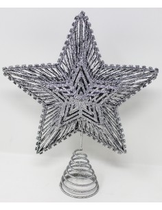 Puntale stella glitter argento cm.20*25, 49182