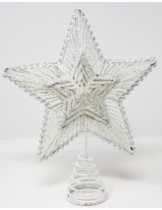 Puntale stella glitter bianco cm.20x25, 49183
