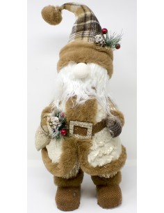 Babbo natale paglia con cappello e vestito decorazione scozzese cm. 16X17x39,...