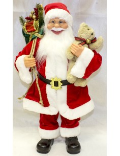 Babbo Natale Rosso Cm.60 Con Doni E Orso, 51408