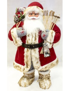 Babbo Natale Cm.120 con lanterna sci e pacco doni, 51425