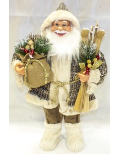 Babbo Natale Cm.80 con sacco dono e sci, 51430