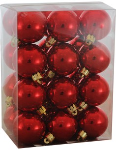 Palline Per Albero Rosse Diametro 4 Cm Lisce Confezione 24 Pezzi, 40395