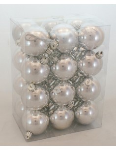 Palline Per Albero Argento Diametro 6 Cm Lisce Confezione 24 Pezzi, 37462