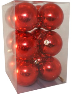 Palline Per Albero Rosse Diametro 8 Cm Lisce Confezione 12 Pezzi, 37465