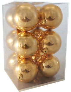 Palline Per Albero Oro Diametro 8 Cm Lisce Confezione 12 Pezzi, 37466