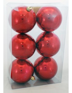 Palline Per Albero Rosse Diametro 10 Cm Lisce Confezione 6 Pezzi, 37470