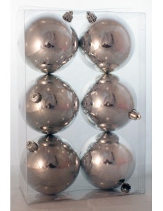 Palline Per Albero Argento Diametro 10 Cm Lisce Confezione 6 Pezzi, 37472