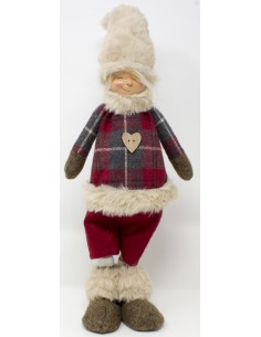 Pupazzo ragazzo cm. 61 con maglione scozzese e pantaloni rossi, 51179
