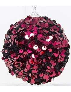 Palline Per Albero 8 Cm con paillet rosso, confezione 4 pezzi, 50814