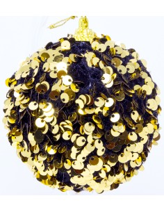 Palline Per Albero 8 Cm con paillet color oro, confezione 4 pezzi, 50815