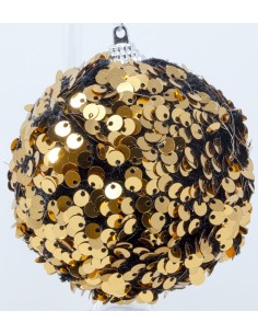 Palline Per Albero 8 Cm con paillet color rame, confezione 4 pezzi, 50816