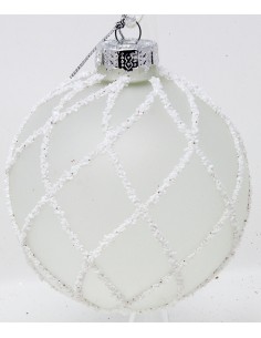 Palline Per Albero Cm 8 In Vetro trasparente opaco con filetti glitter...
