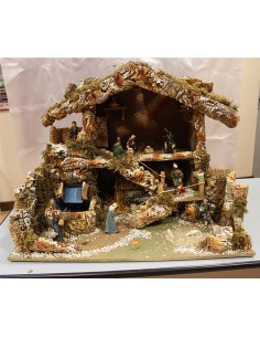 Grotta Presepe Piena Cm.80X60 Con Cascata Funzionante, 1056P
