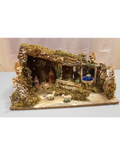 Grotta Presepe Con Pastori Cm.60X35 Con Pozzo, 1246P