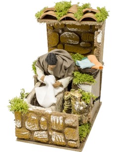 Pastore per Presepe In Movimento, Mestiere Lavandaia 14X9 cm