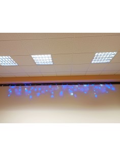 Tenda Luminosa Mt.5 Blu 100 Led, 80Led Fissi+20Led Flash Bianco Freddo 24V -...