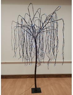 Albero Salice Luminoso Cm.150 Con Trasformatore Ip44 600 Led Bianco Freddo...