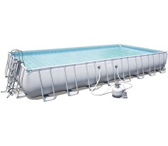 Piscina fuori terra power steel frame rettangolare 956x488x132cm, bestway 56623