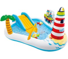 Piscina playcenter parco acquatico gonfiabile fishing con scivolo e spruzzo...